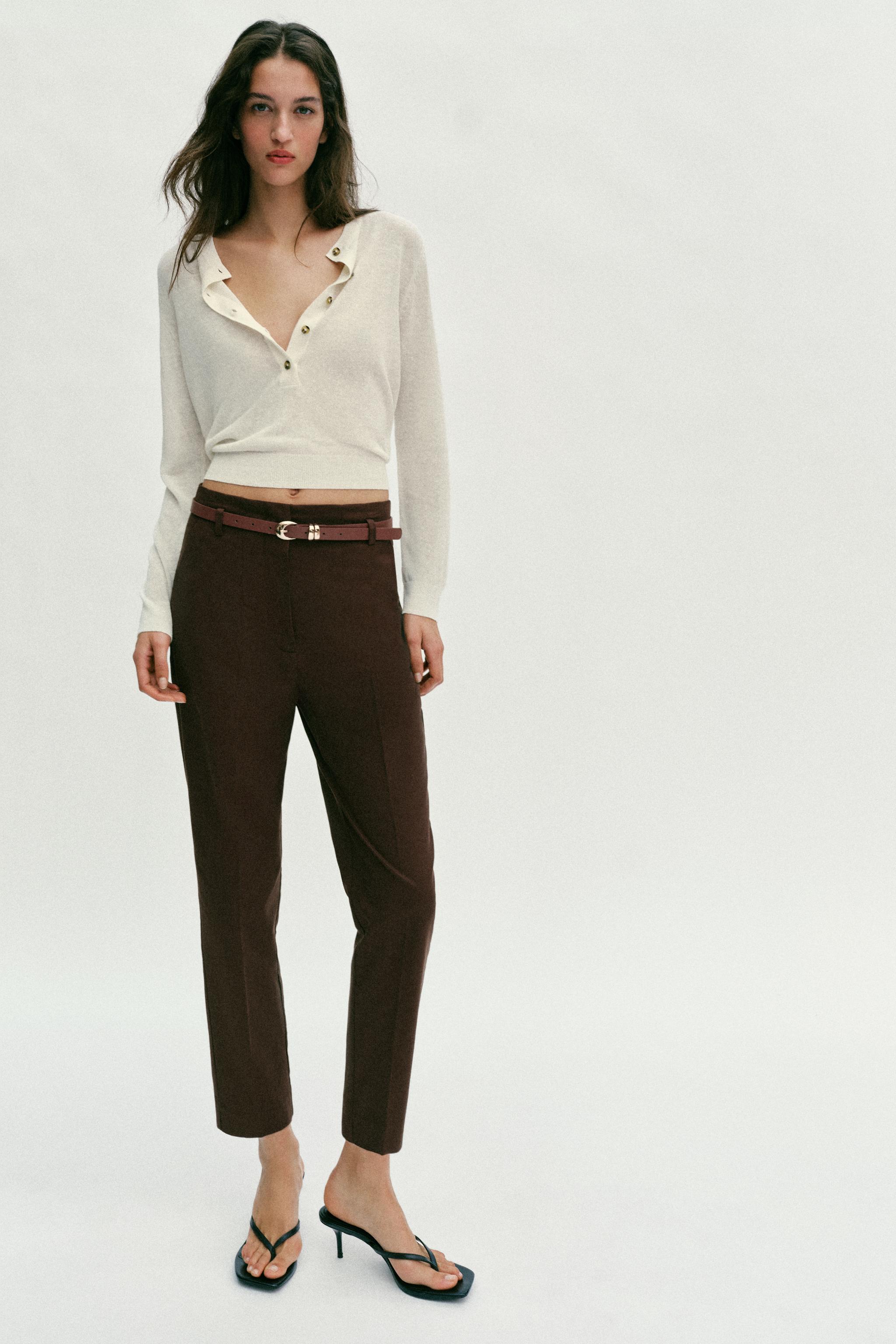 HIGH-WAISTED BELTED PANTS
